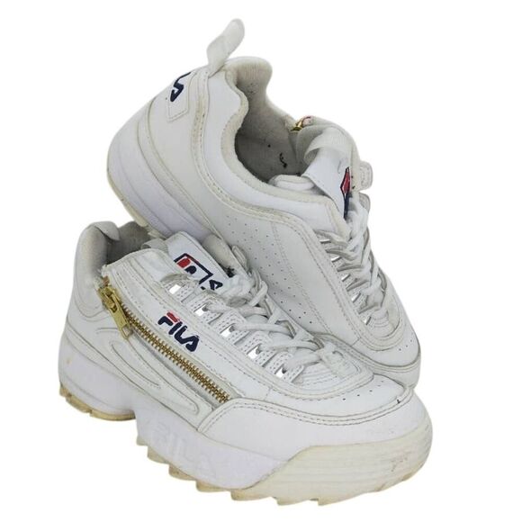 FILA Disruption 2 Women's Pre-owned Triple White Sneakers - sz. 6 1/2 - Picture 1 of 6